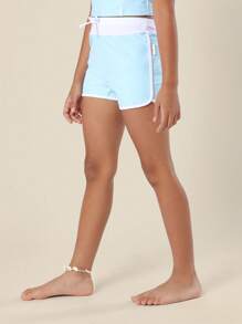 SUMWON Key West 系列 Tankini 泳衣 防晒 沙滩泳池度假 夏季运动休闲服 女孩可调节肩带泳衣 休闲 - 淺藍色 - 查看 4