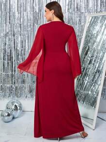 Gownix Plus Size Women's Summer Solid Color Round Neck Slit Casual Long Elegant Dress Long Evening Dress, Going Out Clothing, Women's Dress, Elegant Dress, Elegant Dress, Elegant Wedding Dress, Elegant Midi Dress, Women's Red Dress, Women's Spring And Summer Dress, Women's Resort Clothing