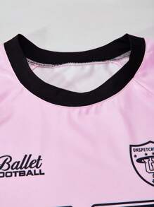 2 pezzi Set di abbigliamento per ragazze pre-adolescenti con blocchi di colore, camicia a maniche lunghe con stampa di fiocco, lettere e numeri, e pantaloni cargo con tasche laterali, adatto per il ritorno a scuola in primavera e autunno
