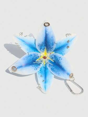 Fairycore 1pc Spring/Summer Studded Lily Flower Keychain Bag Charm Accessory, Cute/Punk Style Suitable For Vacation Outfit