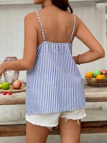 SHEIN Maternity Stripe Buttoned Design Casual Camisole Top For Summer, Vacation Outfits Woman, Beach Vacation Outfits, Vacay Outfits Women