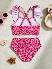 Wildeya Young Girls Leopard Print Swimsuit Set Young Girl Summer Outfits Young Girls Sets Bathing Suits For Girls Kids Two Pieces Bathing Suit For Kids Bathing Suits For Girls Young Girls Bikini Sets