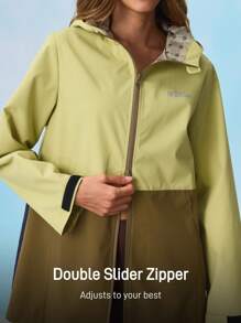 In My Nature 女士户外防水夹克，适合露营、徒步旅行、运动和城市通勤，色块设计 - 黃色 - 查看 8