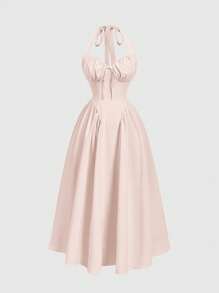 SHEIN MOD Váy xòe nơ cổ yếm cỡ lớn cho nữ, trang phục dự tiệc màu hồng cho nữ, váy dạ hội hóa trang, trang phục sinh nhật cho nữ, váy hồng gợi cảm, váy có nơ cho nữ, váy maxi cho nữ, váy dạ hội cho nữ, váy cổ điển trang trọng cho nữ, váy dự tiệc cho nữ, váy cocktail cho nữ, váy dự tiệc cho nữ, váy cô hầu gái trang trọng cho nữ, váy corset - Hồng - Xem 1