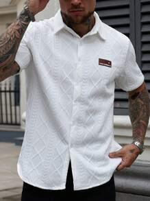Manfinity CasualCool Camisa casual de manga corta de un solo abotonadura para hombre, versátil para el verano