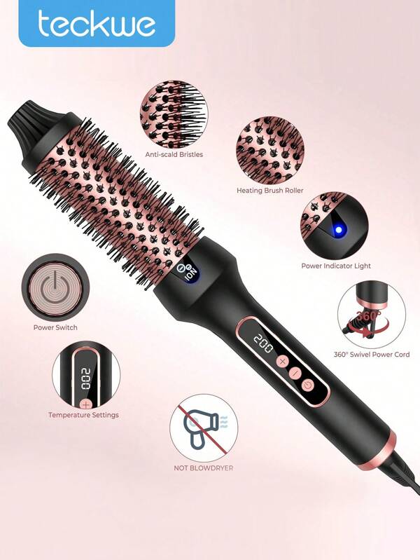 Thermal Brush Blowout, 1.5 Inch Heated Round Brush, Heated Curling Brush For Curls & Volume, Negative Ion, Two Settings, Rose Gold,Gifts For Men Women Gift Ideas Unique Gifts Top Cool Gifts Gifts For Her Gift Sets