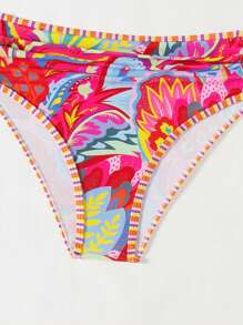 Swim Vcay 2pcs/Set Summer Beach Outfits For Women, Random Color Strap Tank Top & High Waisted Bikini Swimwear Bottom