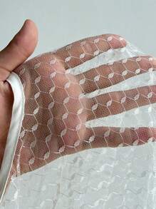 Maweii Plus Size Women Fashion Hollowed-Out See-Through Fabric Round Neck Ruffled Sleeve Multi-Layer Pleated Patchwork Ruffled Loose Dress, Summer - White - View 7