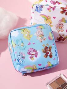 SHEIN X Care Bears 1 pieza Bolsa de almacenamiento con diseño de personaje de oso de dibujos animados, se puede utilizar como bolsa de almacenamiento de productos higiénicos femeninos, bolsa de almacenamiento digital, bolsa de almacenamiento de artículos pequeños, Funshine Bear, Bedtime Bear, Friend Bear, Wish Bear, Tenderheart Bear, Love-A-Lot Bear, Heart, Friendship - Celeste - Ver 4