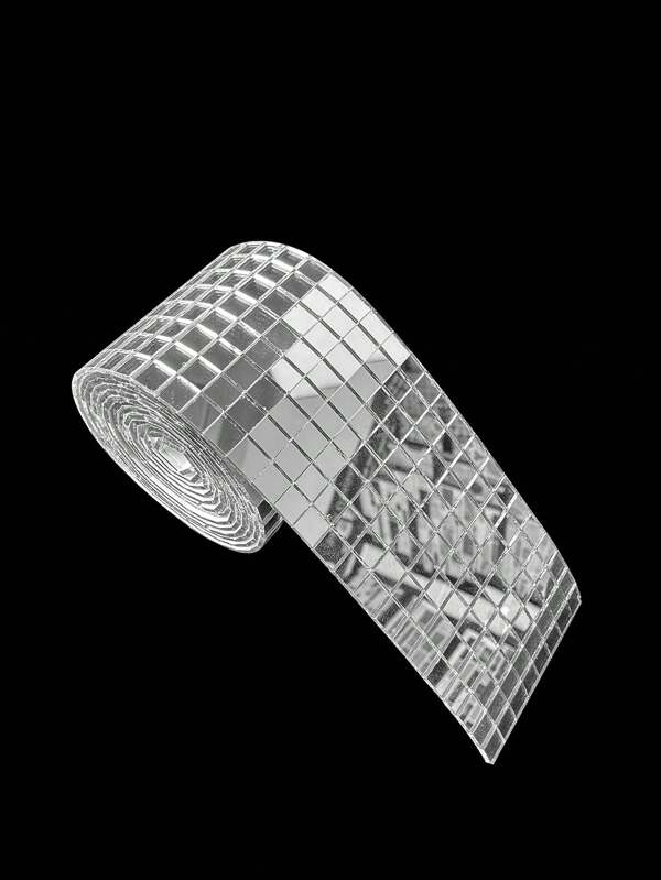 SHEIN 1/5 Roll 1960 Pcs Silver Mosaic Mirror Sticker, Multifunctional Glass Decoration