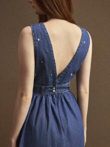 Selenza 女士细肩带牛仔连体裤，适合夏季的时尚 - 藍色 - 查看 3