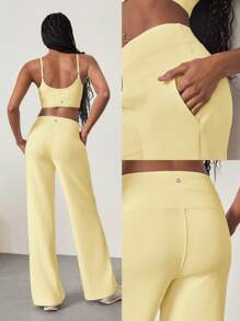 GLOWMODE Modal Silk Touch Wide Leg High Waist Lounge Pants With Side Pockets Daily Casual Fall