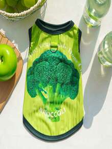 PETSIN Cute Broccoli & English Graphic Sleeveless Tank Top, Lightweight Breathable Comfortable Summer Pet Vest, European And American Hot Seller - Multicolor - View 9