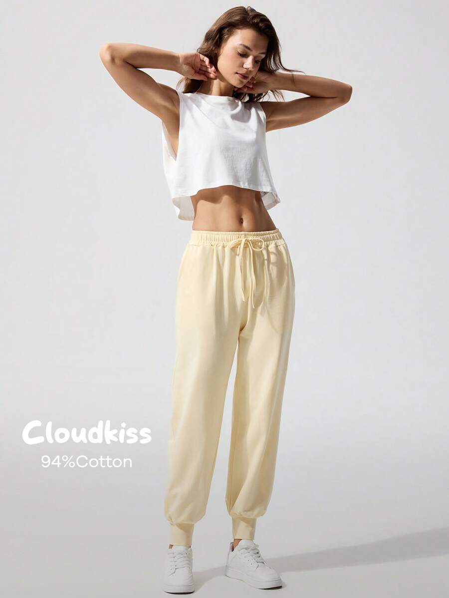 Menodora SHEIN Sport Cloudkiss 94%Cotton Women's Plain Colored Summer Pants, Fashionable