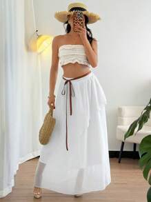 Gloray French Retro High-End Asymmetrical White Ladies Skirt Fairy Core Women's Skirt Fall Cloth For Women - White - View 1