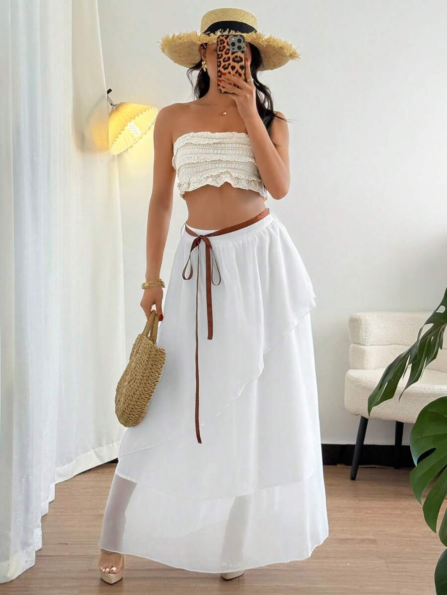 Gloray French Retro High-End Asymmetrical White Ladies Skirt Fairy Core Women's Skirt Fall Cloth For Women - White - View 1