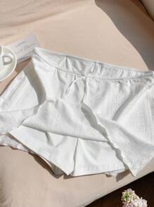 Comfortcana Casual Summer Holiday White Textured Low Waist Mini Skirt