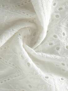 INAWLY Lace Hollow Out Embroidered Solid Color Sweet Vacation Pants Fall Cloth For Women - White - View 5