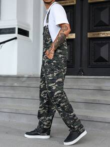 Manfinity Homme Men's Camo Pattern Cargo Pocket Casual Bib & Brace Overalls - Multicolor - View 7