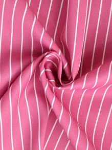 Linhara Plus Size Casual Striped Tie-Waist Shirt And Pants 2 Pieces Set