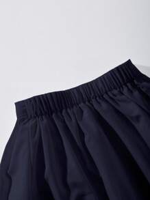 Girls Elegant Fashion Simple V-Neck Sleeveless Ruffled Collar Fitted White Shirt And High Waisted White Pleated Mini Skirt Set Fall Winter