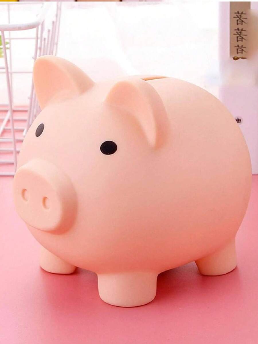 1pc Silicone Money Box, Creative Pig Design Coin Saving Box For Home Best Gifts Birthday Graduation - Pink - View 1