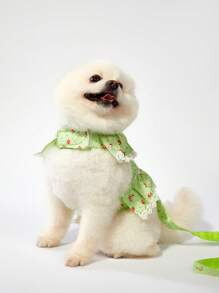 PETSIN Elegant Lady/Princess Style Dual-Layer Cake Frill Design Pet Dog/Cat Harness Vest, Outdoor Leash, Floral Pet Harness, Spring/Summer - Multicolor - View 4