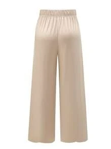 Seusyu Plus Size Women's Elegant Knitted Jacquard Pattern Loose Fit Pants Fall Cloth For Women - Khaki - View 2