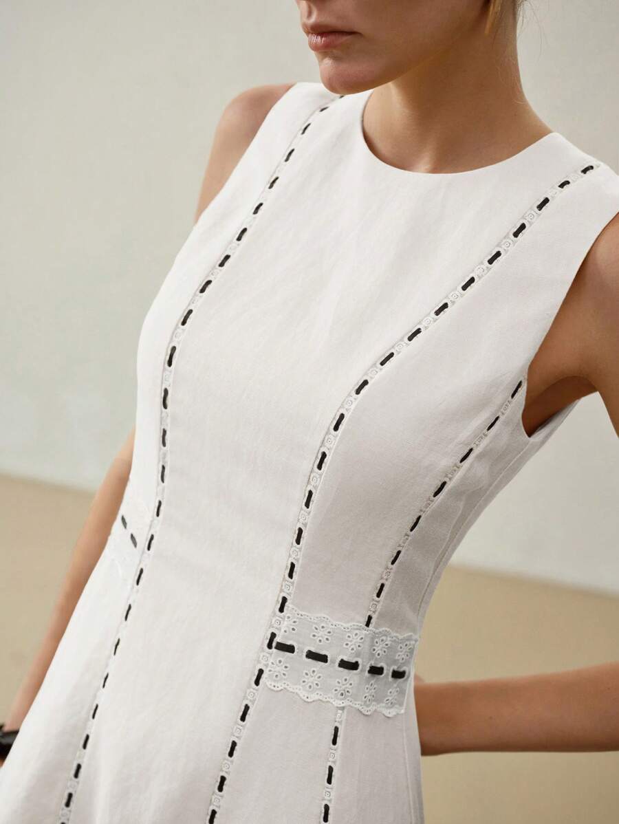 MOTF PREMIUM LINEN CONTRAST TRIM DRESS