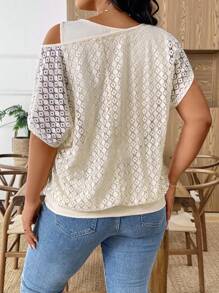 Weeklong Damen Große Größen Sweatshirt in Unifarbe, Off-Shoulder, Cut Out Schnitt