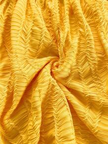 Soleia Women's Yellow Summer Boho Holiday Vacation Textured Deep V-Neck Backless Tied Bow Ruffle Hem Mini Dress, Beach Sundress For Party&Wedding Season - Yellow - View 5