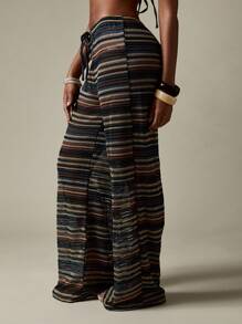 MISSGUIDED Bohemian Crochet Wide Leg Beach Pants Resort Wear Coverup Summer Vacation Pool Side Lounge Wear - Multicolor - View 3