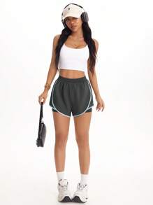 Easithlete Short décontracté à taille élastique et ourlet pour femmes