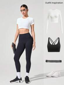 GLOWMODE 24英寸加大码无缝套装收腹提臀高腰紧身裤中等强度跑步慢跑训练健身房健身