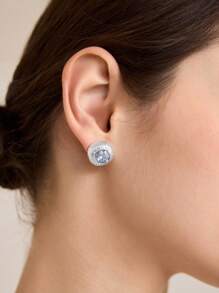 MOTF PREMIUM Orejeras de mujer con cristales de color azul zafiro brillantes - Plateado - Ver 9