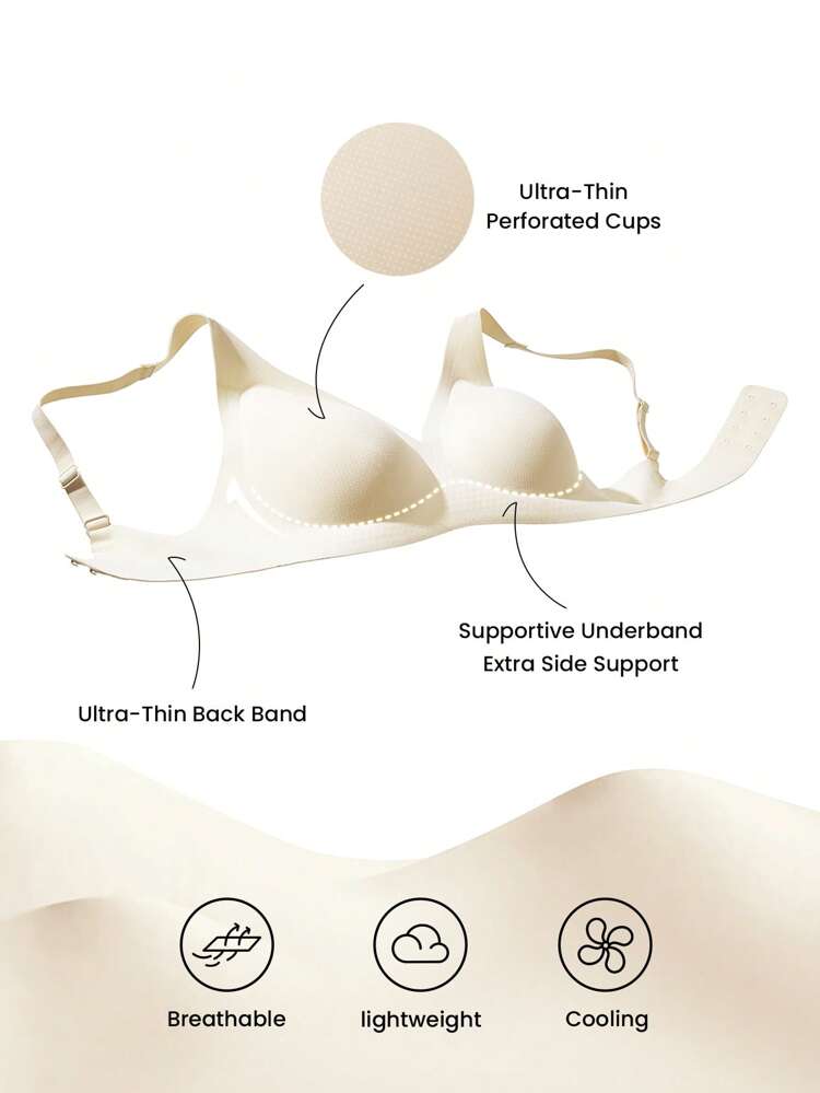 Sujetador básico blanco aéreo con libertad de movimiento, sin costuras, transpirable y con efecto push-up, un must-have cómodo