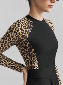 Ontre 女士秋季时装、独立日、女教师制服、度假装、女士泳装套装、长袖、长裤、泳衣、豹纹、女士泳装、夏季服装、沙滩装、2025年新品系列 - 棕色 - 查看 6