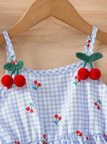 Young Girls 2pcs/Set Fashion Digital Print Cherry Decor Adjustable Waist Camisole Top And Loose Shorts Set, Suitable For Casual, Beach, Summer Summer Outfits For Kids Girls Cute Spring Clothes For Kids Girls Spring Clothes For Girls Casual Dresses For Girls Summer Clothes For Kids Girls Summer Holiday