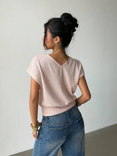 Siren Gaze Top da donna con scollo a V, maniche corte, vestibilità morbida, nuovo stile estivo