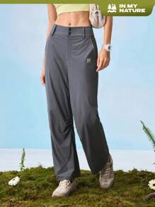 In My Nature Pantalones casuales sueltos y de moda para mujer de color gris con bolsillos, adecuados para senderismo