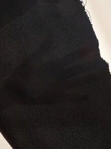 SHEIN Clasi Plus Contrast Dobby Mesh Dolman Sleeve Blouse - Black - View 6