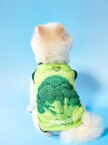 PETSIN Cute Broccoli & English Graphic Sleeveless Tank Top, Lightweight Breathable Comfortable Summer Pet Vest, European And American Hot Seller - Multicolor - View 7