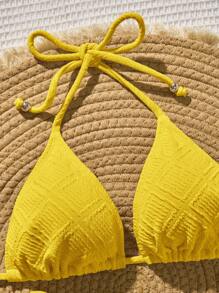 Bellisia 女士夏季沙滩纯色系带性感比基尼两件套泳衣套装