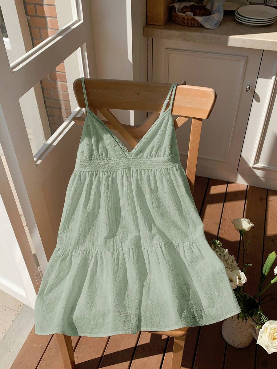 Comfortcana Summer Aqua Green Woven Women Slip Dress - Mint Green - View 1