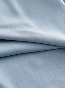 Manfinity VCAY Men's Casual Blue Linen Drawstring Waist Long Pants, Suitable For Summer - Baby Blue - View 5