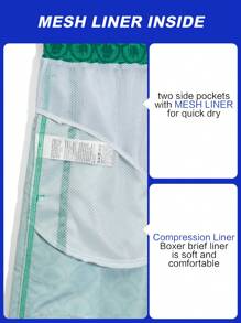 Horizaway Men's Vacation Floral Print Drawstring Waist Pocketed Beach Shorts - Green - View 6