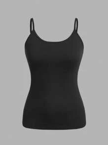 SHEIN EZwear 2pcs Women's Black & Brown Tight Fit Casual Camisole Tops, Polyester Material, Suitable For Summer - Multicolor - View 6