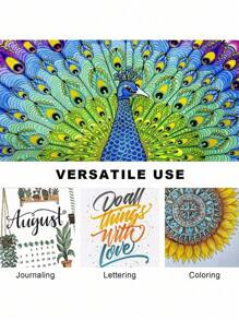 12/24/36/48/60/80/100/120 支装双头马克笔毛笔细双头艺术马克笔适用于成人涂色手写书写计划日记笔记书法绘画艺术工艺学校提供返校 - 多色 - 查看 5