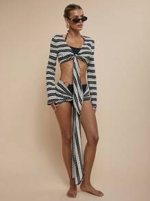 COSMINA Women Two Pieces Outfits For Daily Wear - Black and White - View 6