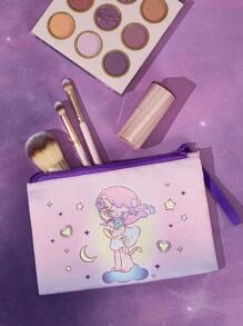 Pop Mart Azura X SHEIN 1pc Cartoon Printed Lightweight Cosmetic Bag, Perfect For Storing Cosmetics, Stationery, Daily Necessities, Digital Products, Etc., Perfect For Commuting, School, Travel, Suitable For Men, Women, Students, Children And Everyone Else, Tears